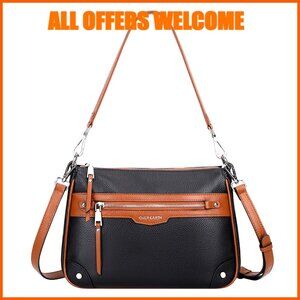 Genuine Leather Crossbody Bag with Multi Pockets Hobo Handbag